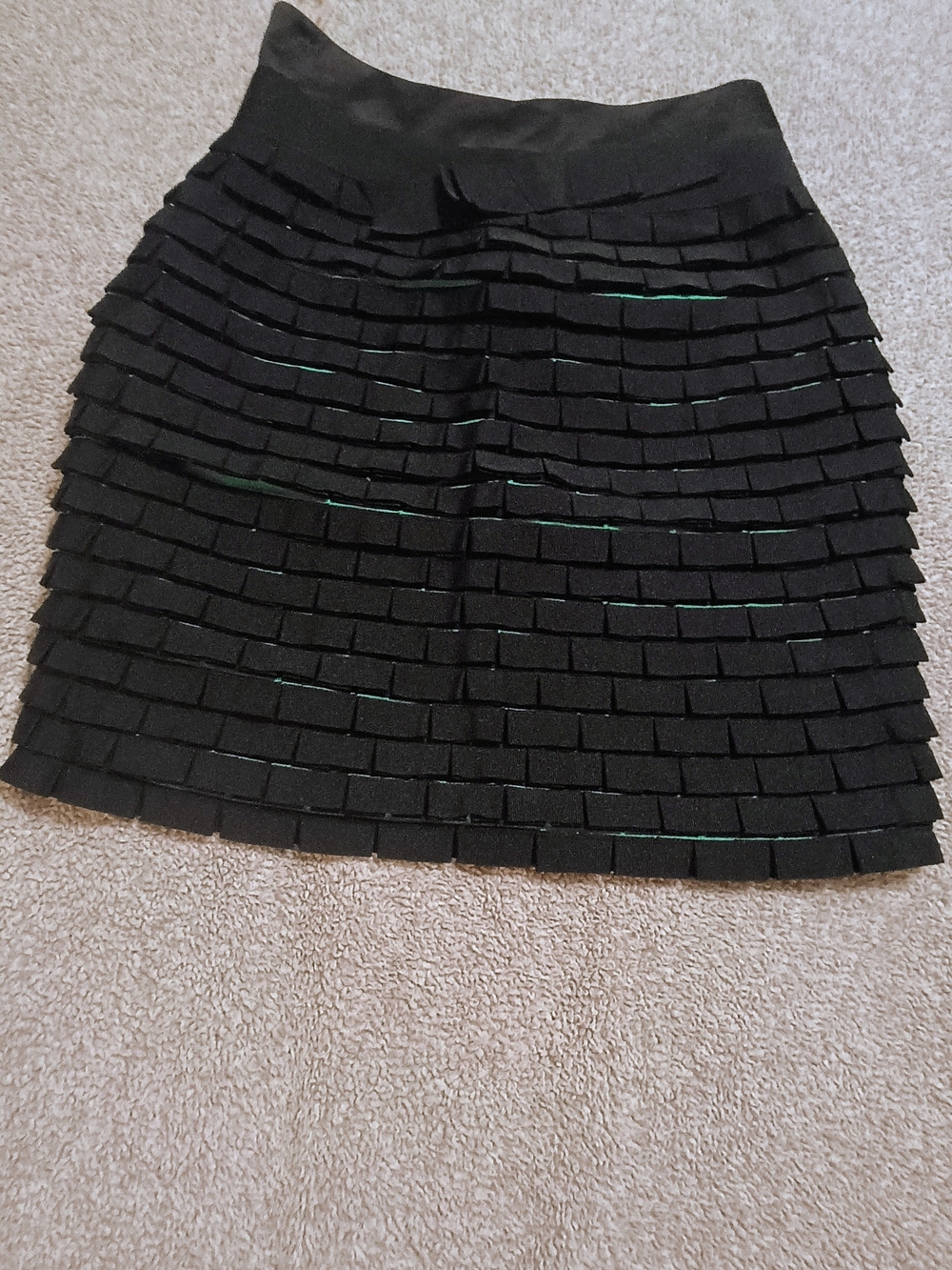 Karen Millen Black Tiered Fringe Mini Skirt
